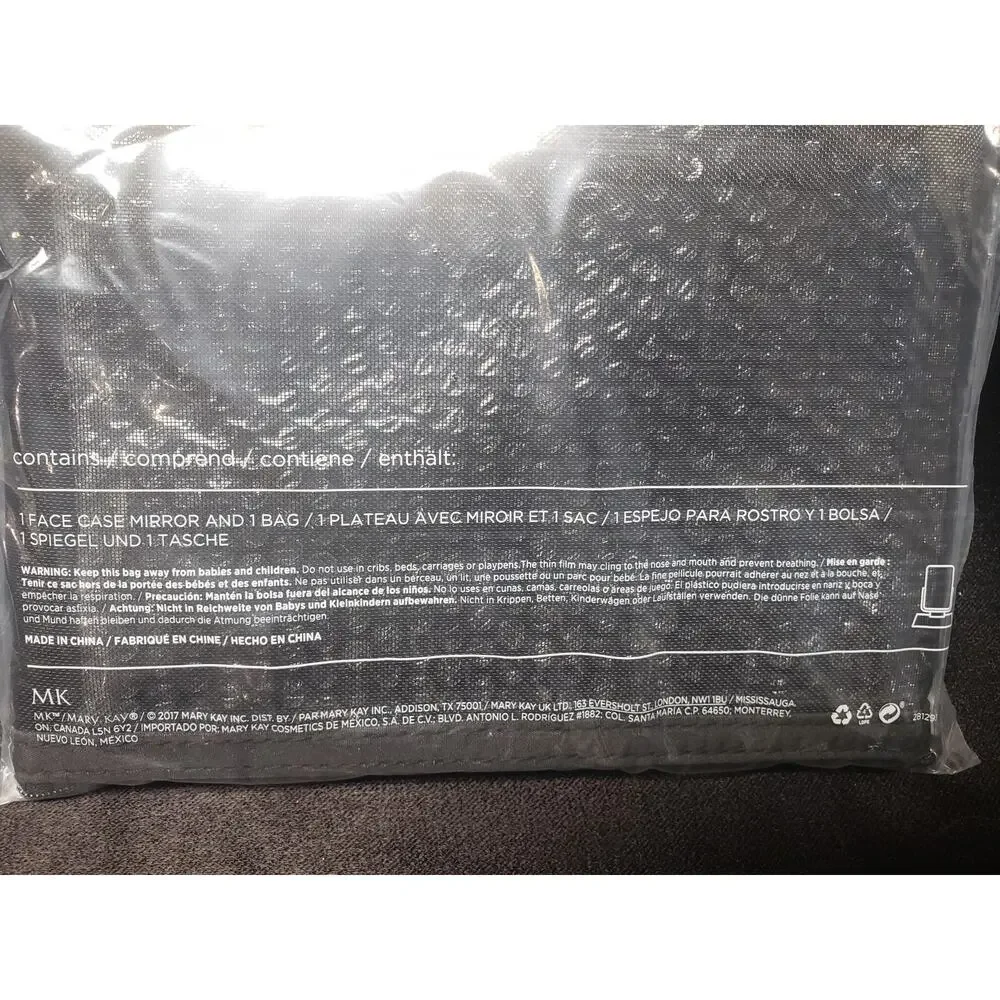 Mary Kay Portable Black Travel Makeup Pop Up Mirror & Zip Mesh Bag Set of 2 NEW
